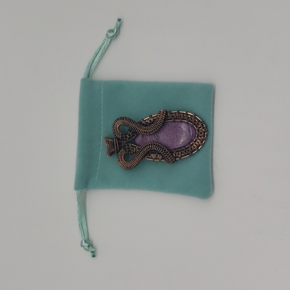 999- Purpurite Natural Stone Wire Wrapped Handmade Pendant Necklace NWT - Picture 6 of 12